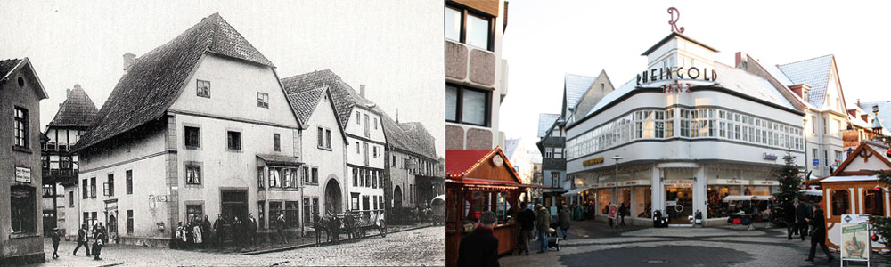 Kaum wiederzuerkennen ist die Ecke Lange Straße/Steege auf dem linken Bild. 