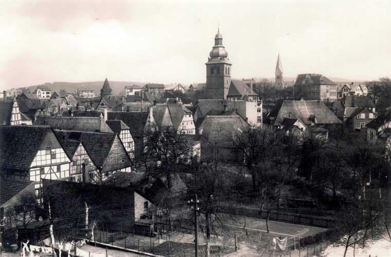 Historisches Foto Blick auf die Stadtkirche, Rückseite Salzhof