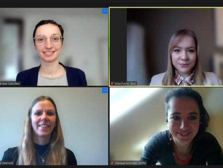 Die vier teilnehmenden Frauen des Projekts Digital-Frauen während eines virtuellen Treffens